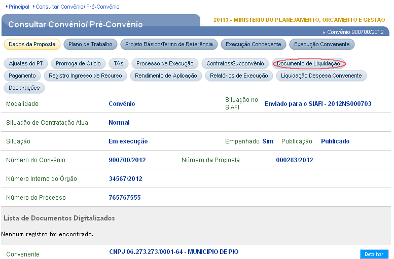 Figura 12 Em seguida clicar na aba Documento de