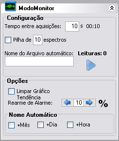 2.6. JANELAS DE MEDIDA Quando o número de espectros salvos atinge o valor da pilha sem que haja algum alarme em nenhuma das janelas, o primeiro espectro da pilha é eliminado e um novo espectro é