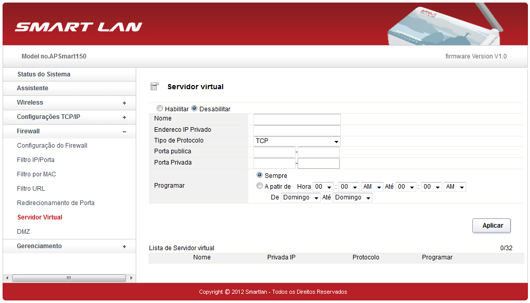 Quando usuários remotos utilizam a Web ou Servidores FTP através do endereço IP real do Smart AP Router 150, este é automaticamente enviado ao servidor/micro/equipamento da rede responsável por este