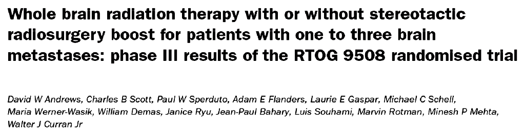 Estudo aleatorizado entre 01/96 e 06/01 333 pacientes de 34 instituições 331 avaliáveis: RCT + RC: 164 / RCT: 167 Doses de Irradiação