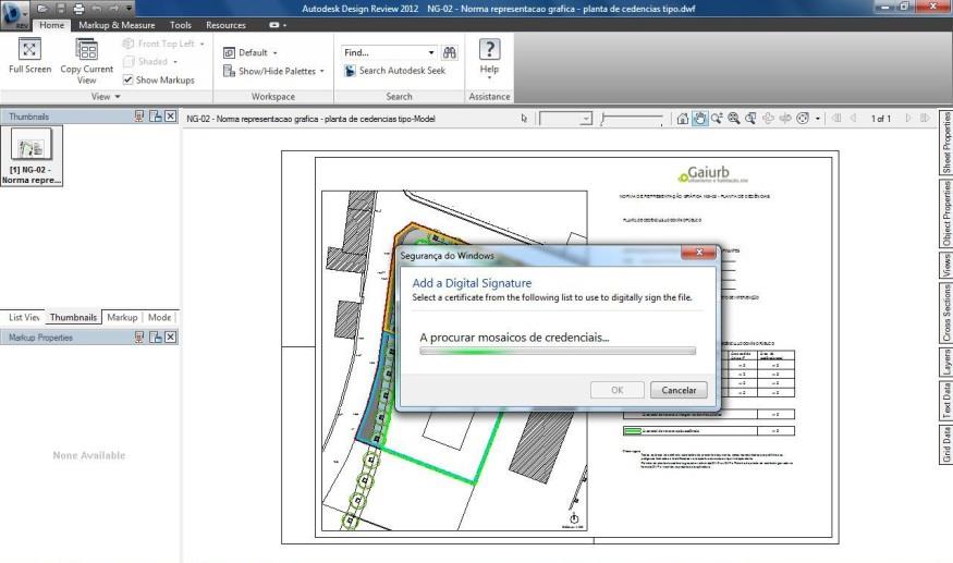 3. Assinar um ficheiro DWFx com o software Autodesk Design Review O Autodesk Design Review (ADR) é uma ferramenta disponibilizada gratuitamente pela Autodesk que permite visualizar, medir,