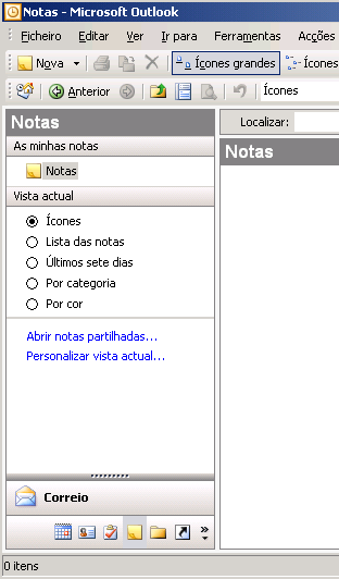 Imagens de vários componentes do Outlook.