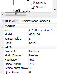 Configuração de hardware no Atos A1 Soft Na guia Access Path acessar as configurações da Serial B.