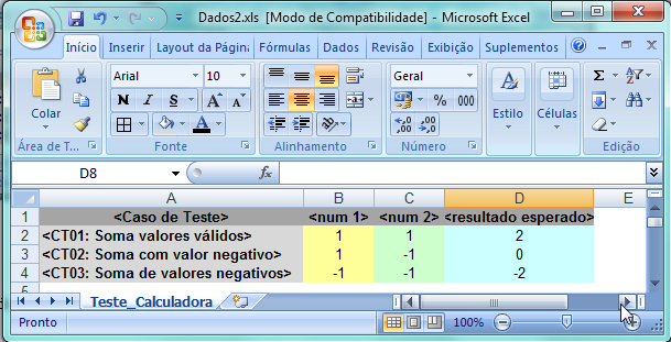 44 Seguindo e exemplo da Calculadora mencionado no capítulo anterior, pode-se observar na figura 16 que os parâmetros de entrada são os valores das células correspondentes as colunas A e B, e na