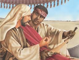 1º momento: Filipe explica ao etíope o sentido do texto do profeta Isaías. 2º momento: Após a explicação, o etíope pede para ser batizado.