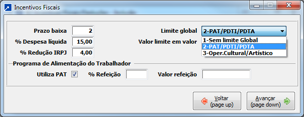 b) Incentivos A parte de incentivos tem seu foco para as apurações com base no lucro real, onde existe a previsão para aplicações destes. Habilitará o botão incentivo.