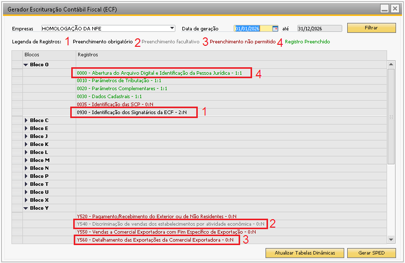 Figura 7.3 Legendas de Registros 7.2.1 Legenda dos Registros Na parte superior da tela estão quatro textos com cores diferentes.