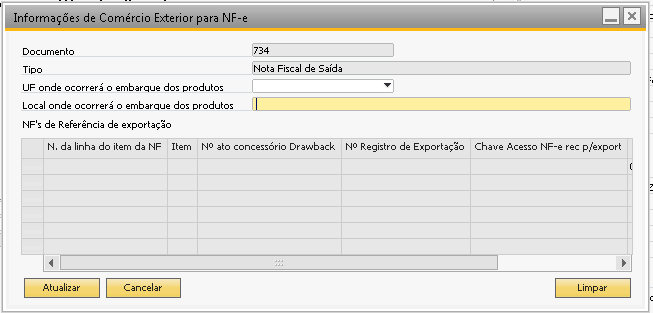 4.9.6.1.1 DI para notas fiscais de devolução de saída Agora o add-on permite inserir DI para notas fiscais de devolução de saída.