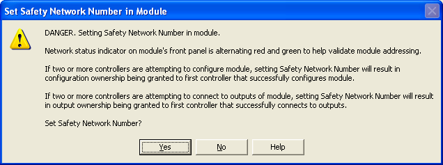 Capítulo 8 Considerações ao substituir os módulos POINT Guard I/O 8. Clique em Set. A caixa de diálogo de confirmação Set Safety Network Number in Module aparecerá. 9.