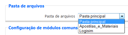 Escolha o recurso Pasta de arquivos. Uma nova página será aberta para a edição do link para uma pasta de arquivos. Informe um nome para o link a essa pasta.