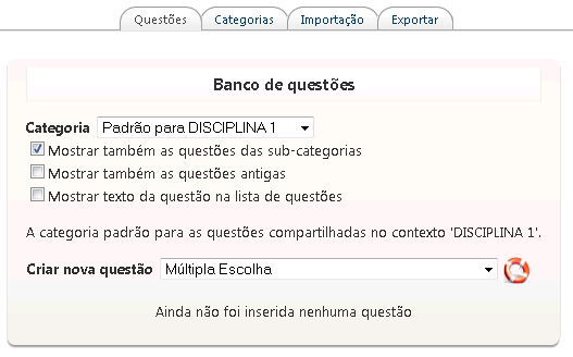 3.6 Questionário O Questionário é uma ferramenta pela qual o professor pode disponibilizar para os alunos questões para serem respondidas de forma online.