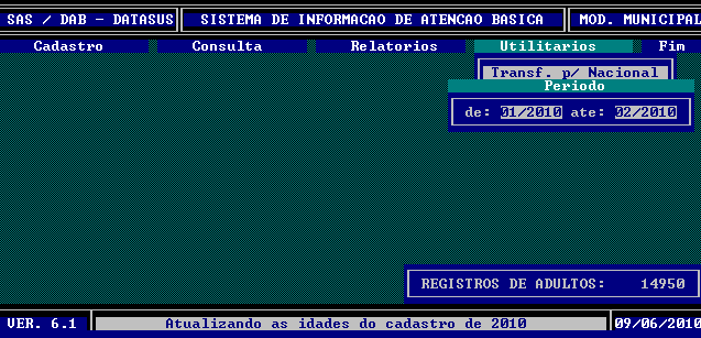 UTILITÁRIOS A transferência é para Nacional, pois o município envia diretamente ao