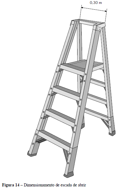 ESCADAS DE ABRIR O comprimento máximo dos montantes da escada é 6 m (seis metros), não devendo ser utilizada como escada portátil de uso individual (de mão).