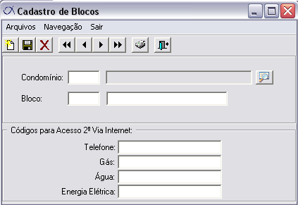 Cadastro> Blocos No campo bloco informe o número do bloco e a frente o seu nome, sendo que nos relatórios gerenciais não aparecerá o nome do bloco, somente o seu número.