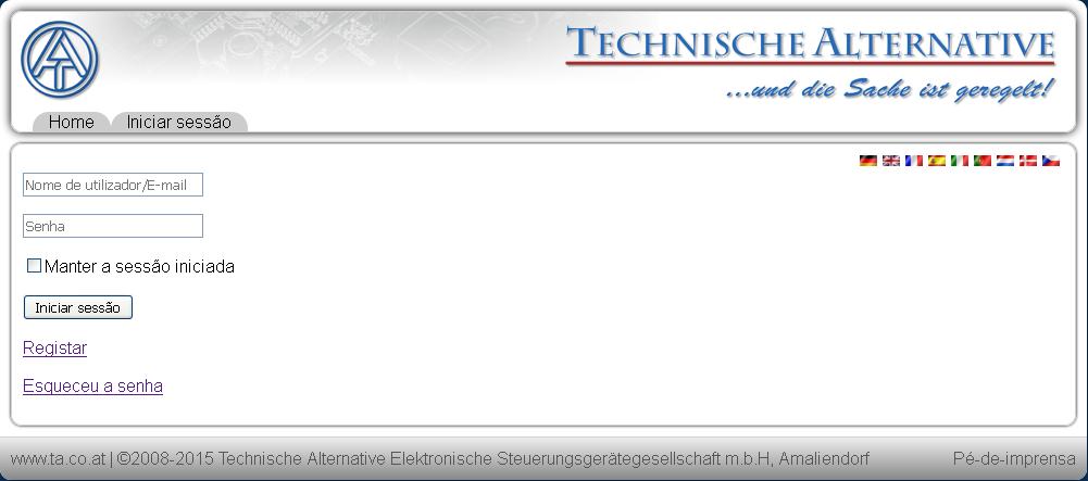 Acesso através do C.M.I.-Webportal https://cmi.ta.co.at Se pretender aceder através da Internet, é possível conectar a C.M.I através do "C.M.I. Webportal".