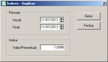 aberta a janela Índices Duplicar. 3.1.