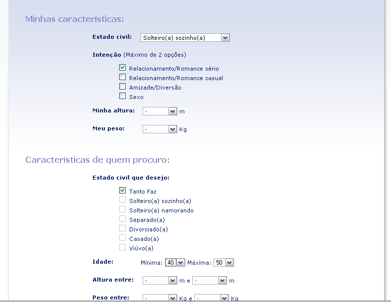 Formulário de cadastro apresenta características Empresas e CTs preencherão características como Sistemas de atuação, subsistemas, itens de produção, prestação de serviços