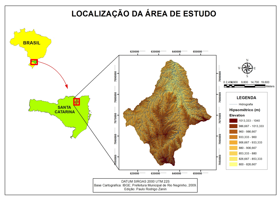 Figura 1- Localização da bacia do rio Preto no estado de Santa Catarina no Brasil. 2.
