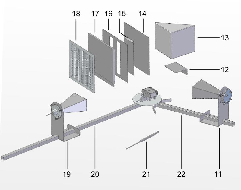 seletor para modulação (intern/off/extern [interno, desligado, externo]), 8 Comutador para alto-falante interno 9 Regulador para amplificação de sinal do receptor 10 Tomada para fonte de alimentação