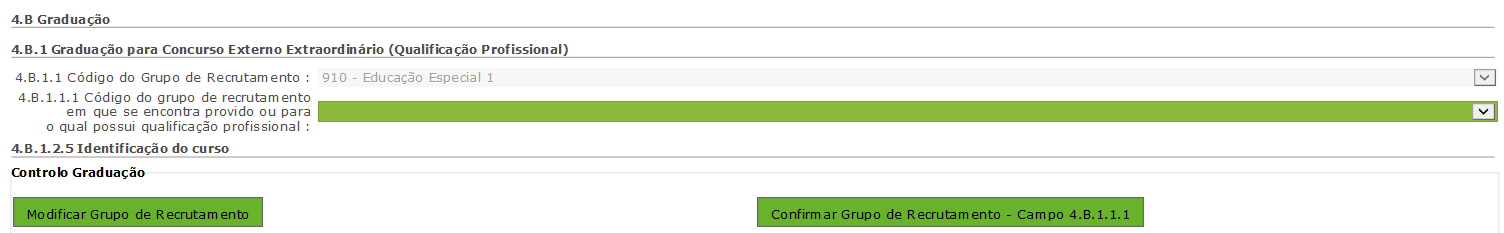 Graduação - Formação Especializada Se o candidato for opositor aos grupos de recrutamento de Educação Especial (códigos 910