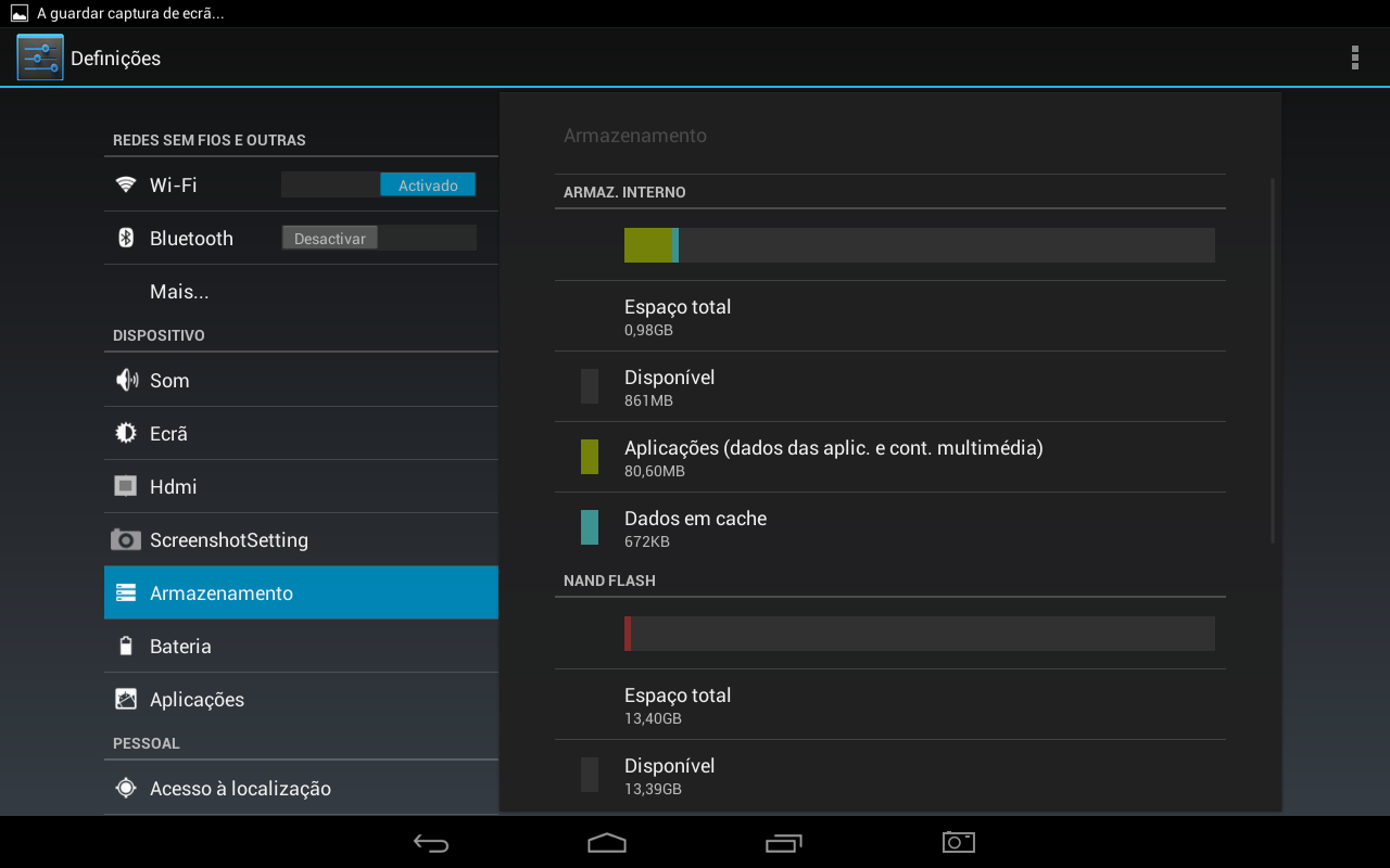 4.2.4 ScreenshotSetting (Configuração de captura de ecrã) Select delay time to capture the screen (Selecione o tempo de atraso para efetuar a captura do ecrã): Selecione o tempo de atraso para