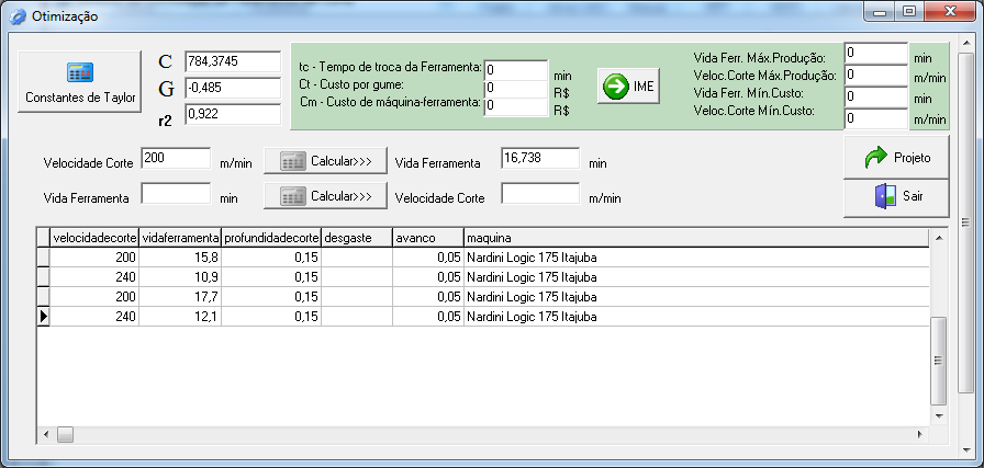 85 Figura 4.4 - Interface de otimização com resultados A Tabela 4.