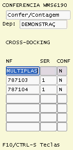 Como utilizar o cross-docking WMS Logix Ao realizar a conferência de recebimento será verificado se alguma das notas fiscais associadas à CESV/Documental do depositante em questão foi marcada para