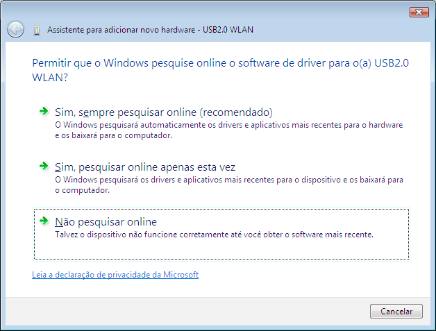 10 8. Insira o CD de instalação fornecido com o adaptador na unidade de CD-ROM e inicie o processo de