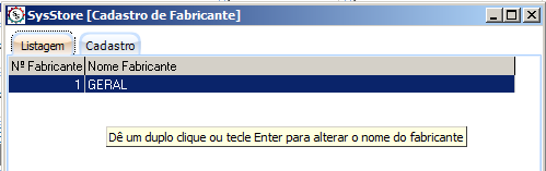 Capítulo 5 5. Cadastrando um Fabricante O fabricante são as empresas que fabricam um ou mais produtos e que são distribuídos aos fornecedores. O sistema irá abrir a tela de cadastro de fabricante.