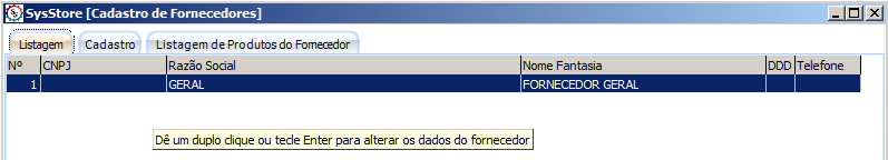 Capítulo 6 6. Cadastrando um Fornecedor O fornecedor são as empresas que distribuem, fornecem um ou mais produtos. O sistema irá abrir a tela de cadastro de fornecedor.