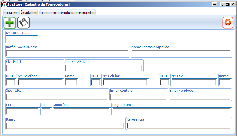 Figura 2: Tela de Inclusão de Fornecedor 2.