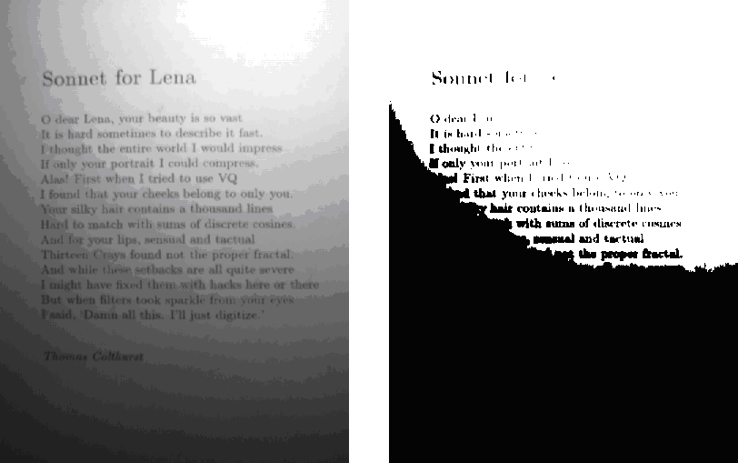 CAPÍTULO 3. HORUS 44 Uma da formas de se obter o valor do limiar t é através de uma inspeção visual do histograma da imagem.