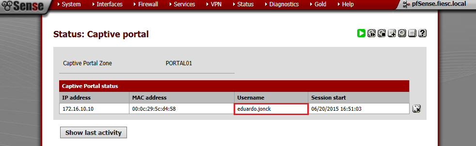 Após isso, foi efetuado um teste em um Sistema Operacional virtual Windows 7 Professional para simular o acesso ao Captive Portal.