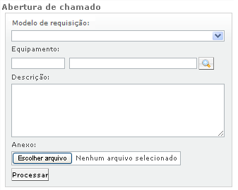 A área de Abertura de chamado pode, ou não, ser exibida. Isto também dependerá das configurações realizadas pelo administrador do sistema.