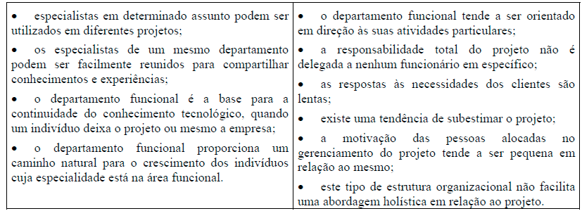 12 Figura 1: Estrutura Funcional. Fonte: VARGAS, Ricardo Viana. Gerenciamento de projetos, 2003, p.27.