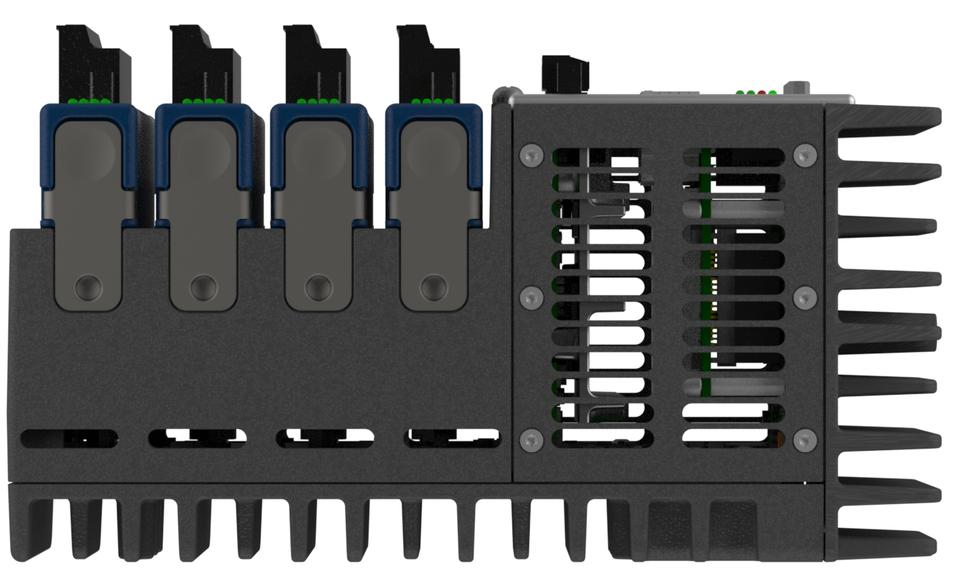 Conheça todo o novo CompactRIO de uma só vez Entradas de alimentação redundantes com alimentação de 9-30 VCC Botões de ligar e reiniciar Dual-Core 1,33 GHz Processador Intel Atom E/S modulares da