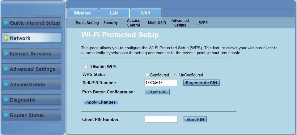 Configuração Protegida do Wi-Fi (WPS) WPS (Configuração Protegida Wi-Fi) permite que você configure facilmente uma rede sem fio segura e protegida Obs: Certifique-se que você usa um adaptador LAN sem