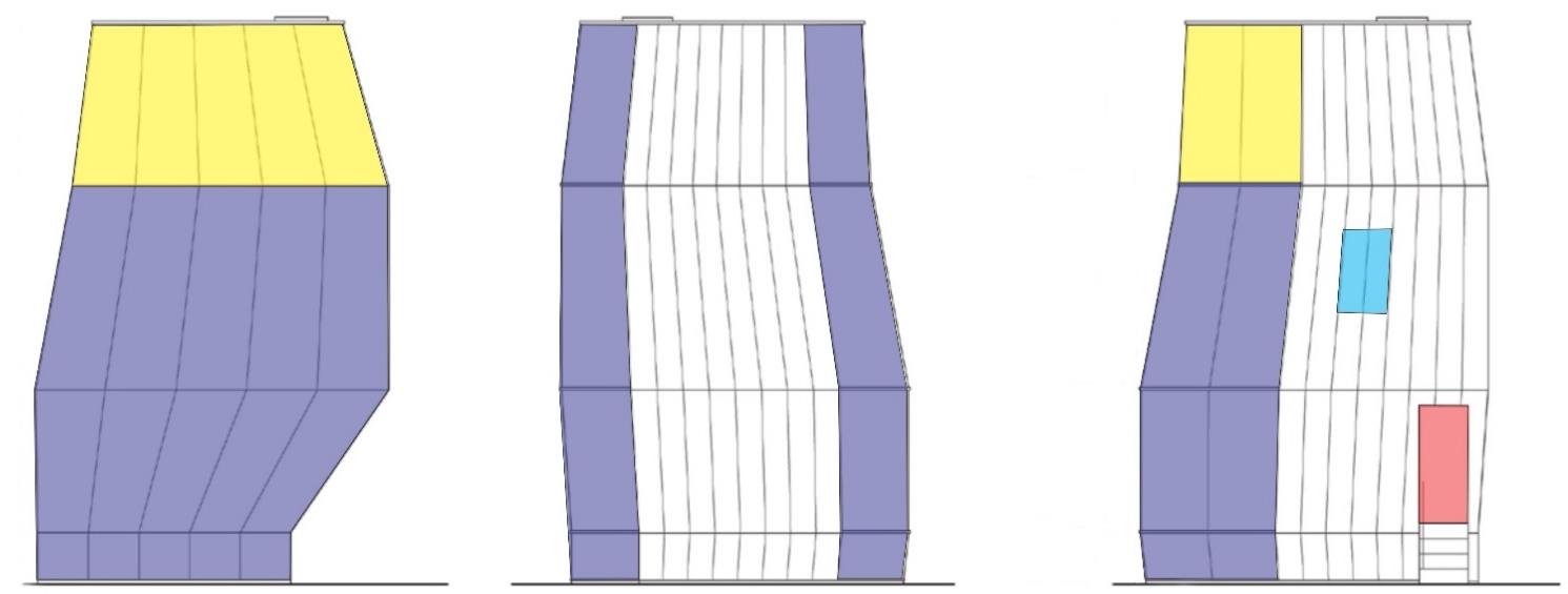 Sistema de Aberturas Fachada Sudeste Fachada Noroeste Fachada Nordeste Fachada Sudoeste Visualização do banheiro para o Deck com a tela de proteção As aberturas se localizam em maior número no