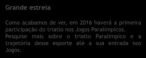 participação do triatlo nos Jogos Paralímpicos.