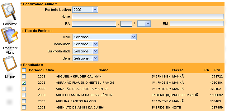 Transferir aluno de escola A funcionalidade de Transferir aluno de escola, significa desvincular um aluno de uma escola para que ele possa ser matriculado em outra.