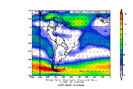 Fig.7a Seção transversal (longitude altitude) da anomalia da umidade relativa (%) na latitude 7.5 S em janeiro de 2004. Fig.