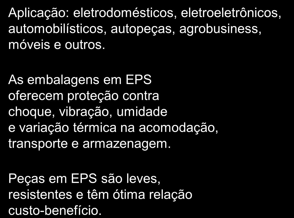 As embalagens em EPS oferecem proteção contra choque, vibração, umidade e variação térmica na