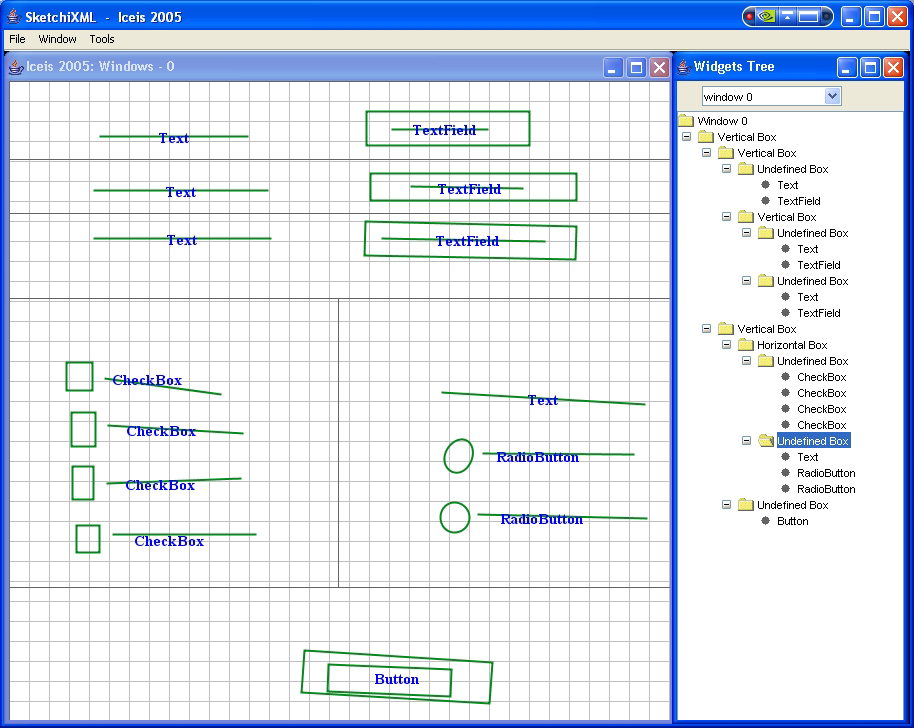 UsiXML - Ferramentas VisiXML [Coyette, 2007] é um editor gráfico para desenho de uma interface gráfica sobre o Microsoft Visio (Figura 20).