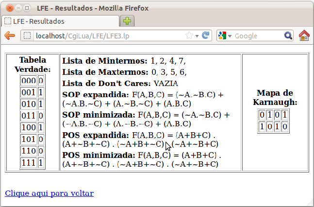 Figura 1 Exemplo de tela inicial da interface para o aplicativo LFE, com número de variáveis igual a 3 e entrada do tipo Mapa de