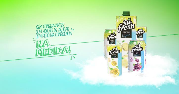 Portfólio / Campanhas Sufresh Campanha: Linha Light Gerenciamento de mídia online da campanha de lançamento de produtos da linha Light de Sufresh na página oficial do