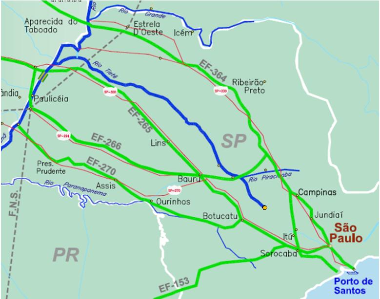 MELHORAMENTO DA NAVEGABILIDADE DO RIO TIETÊ MAPA DAS INTERVENÇÕES INVESTIMENTO TOTAL RIO TIETÊ: USD 900 milhões Ecl. Três Irmãos Ecl. Jupiá Panorama SP-294 Ecl.