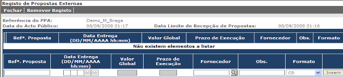 Caso pretenda inserir um fornecedor que não esteja na listagem apresentada, é porque ele ainda não existe no directório de empresas.