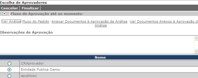 Em seguida o utilizador deverá aceder ao procedimento que estará na pasta Em Análise no estado Em Análise C/Análises.