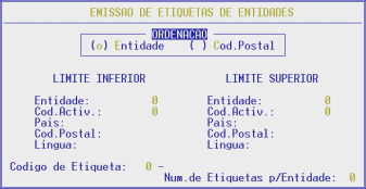 ORDENAÇÃO ALFABÉTICA Se assinalado [X] ordena as designações por Ordem Alfabética. CÓDIGO Campo para indicação dos Códigos que pretende emitir consoante a opção de ordenação.