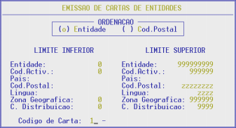 CÓDIGO POSTAL Campo com 8 caracteres para indicar os Códigos Postais que pretende emitir. LÍNGUA Campo com 4 caracteres para indicar os códigos de Língua que pretende emitir.